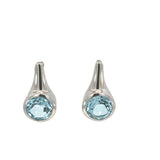 Round Blue Topaz Drop Earrings