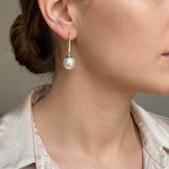 Autore South Sea Pearl Diamond Drop Earrings