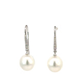 Autore South Sea Pearl Diamond Drop Earrings on White Gold Hooks