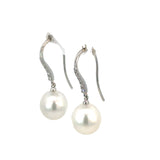 Autore South Sea Pearl Diamond Drop Earrings on White Gold Hooks