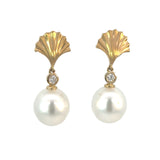 Autore Earring Gold Studs with South Sea Pearl Drop Earrings