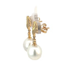Autore Earring Gold Studs with South Sea Pearl Drop Earrings