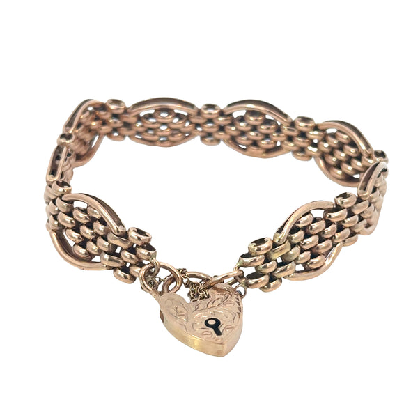 Vintage Padlock Gate Bracelet in 9ct Rose Gold