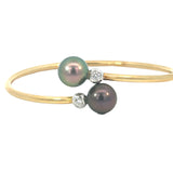 Tahitian Pearl and Diamond Twist Bangle