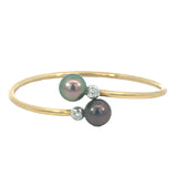 Tahitian Pearl and Diamond Twist Bangle
