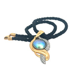 Tahitian Pearl Diamond Twist Pendant on Black Rope Chain
