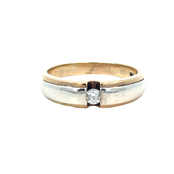Gents Diamond 9ct Yellow Gold Platinum Band