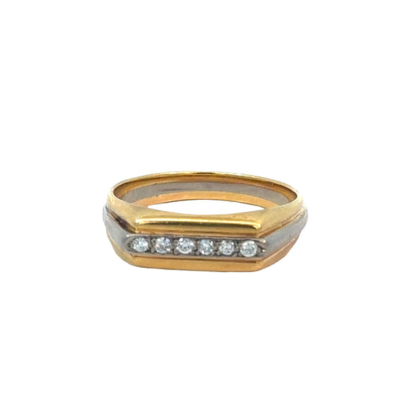 Diamond Bar Ring in 18ct White and Yellow Gold