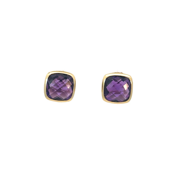 Amethyst Stud Earrings in 9ct Yellow Gold