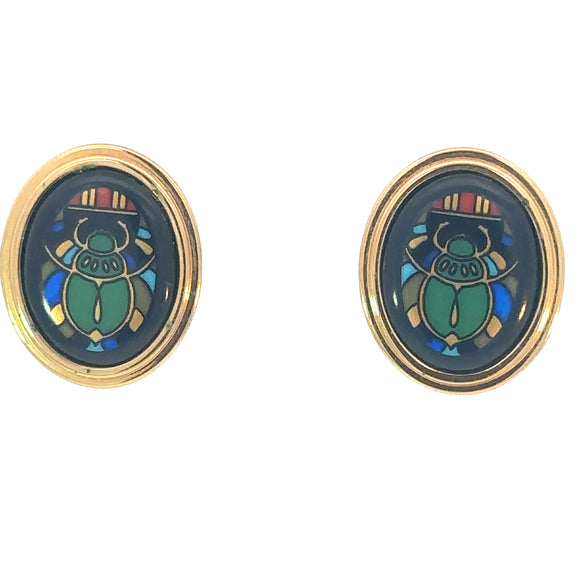 Fire Enamel Oval Earrings