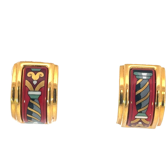 Hermes Cloisonne Column Earrings