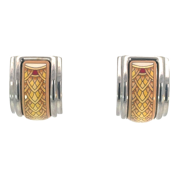 Hermes Cloisonne Yellow Earrings