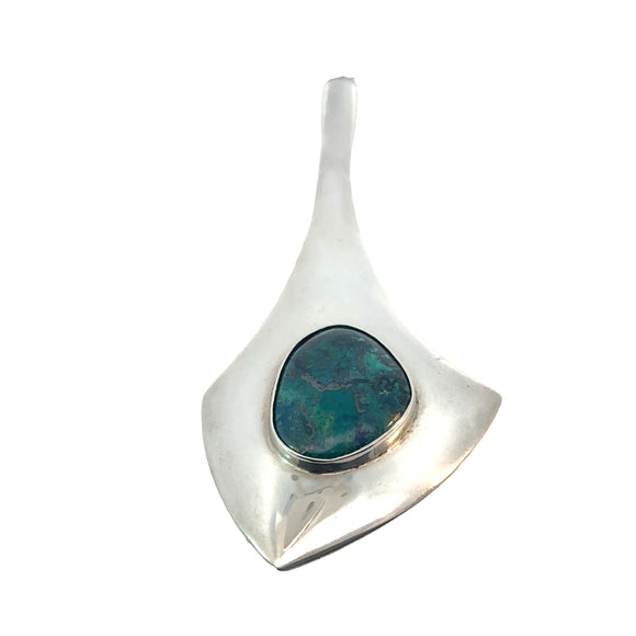 Modernist Designer Silver Turquoise Pendant