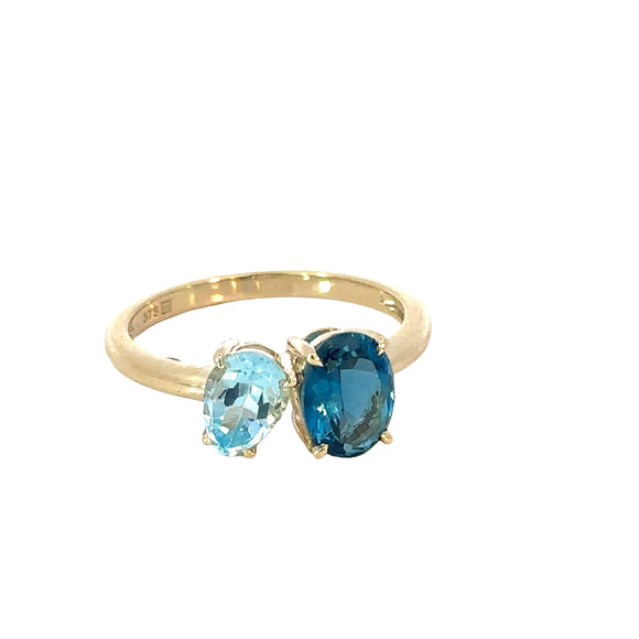 Blue and Topaz Ring in 9ct Yellow Gold