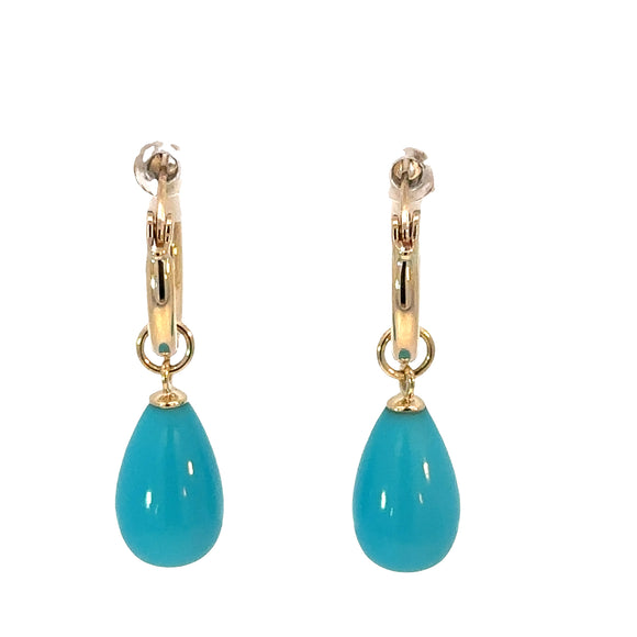 Detachable Turquoise Enhancer on Hoop Earrings