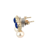 Freshwater Pearl and Lapis Stud Earrings