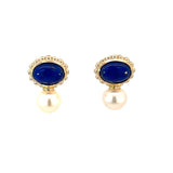 Freshwater Pearl and Lapis Stud Earrings