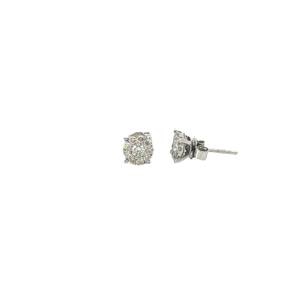 Diamond Cluster Stud Earrings in 9ct White Gold