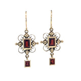 Garnet Filigree Drop Earrings
