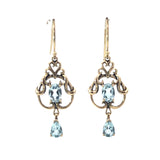 Blue Topaz Filigree Drop Earrings