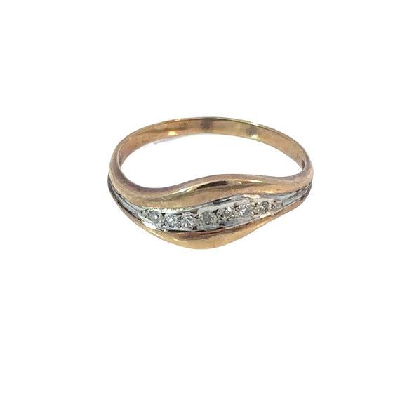 Two Tone Diamond Ring- 9ct gold