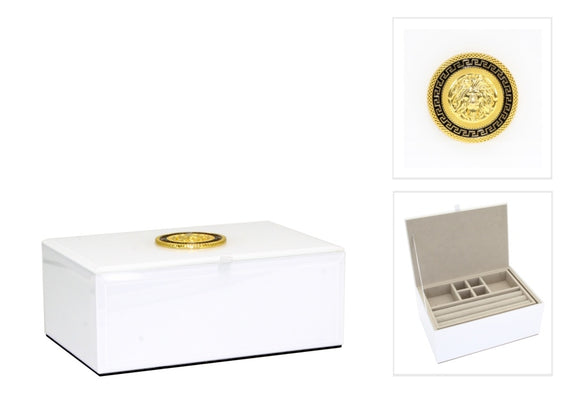 Glass Jewellery Box with Insert - White