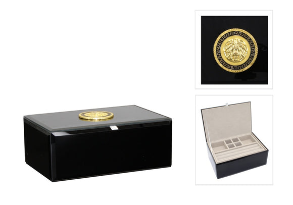 Glass Jewellery Box with Insert - Black