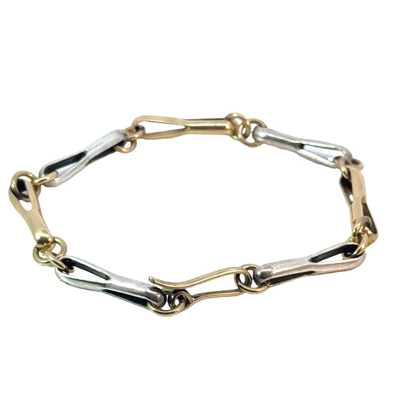 Trombone link Two Tone Bracelet - 14ct