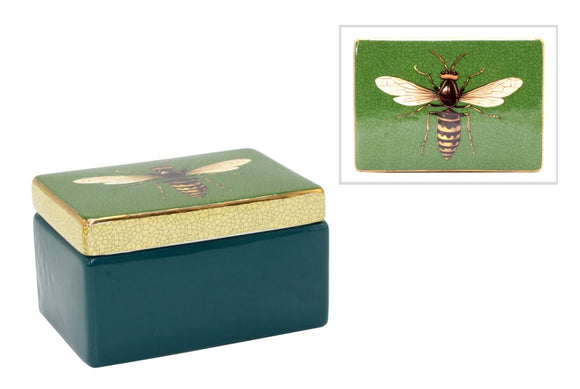Green Ceramic Bee Box with Lid