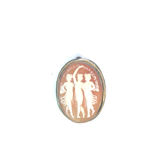 Cameo Three Sisters Pendant Brooch