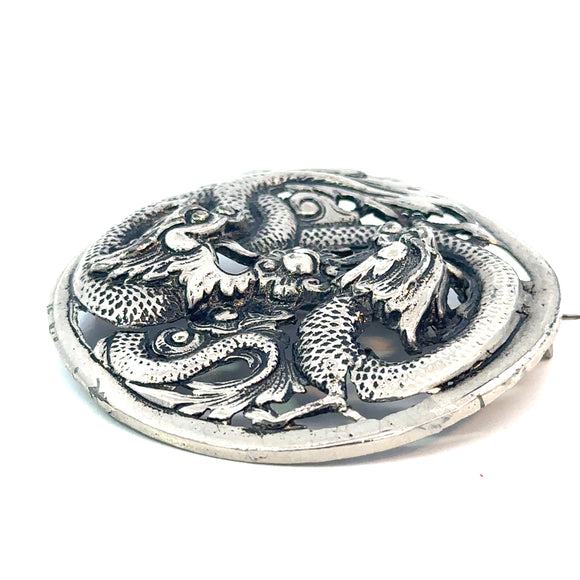 Silver Dragon Brooch