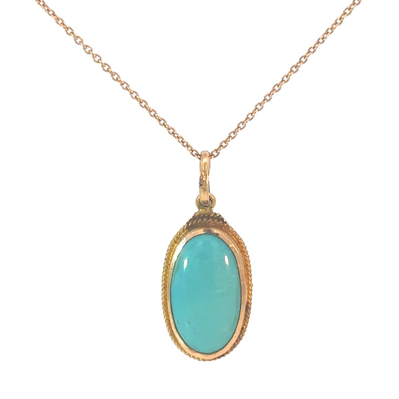 Turquoise Pendant in 18ct Yellow Gold