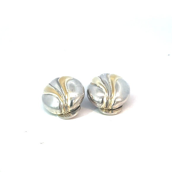 Stirling Silver Two Toned Clip on Earrings
