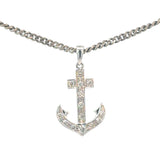 Diamond Anchor Pendant in White Gold