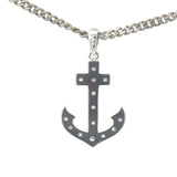 Diamond Anchor Pendant in White Gold