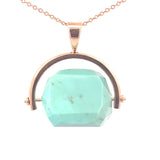 Natural Turquoise Spinner Pendant in Yellow Gold