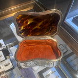 Antique Tortoiseshell Sterling Silver Trinket Box