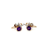 Amethyst Diamond Screw Earrings