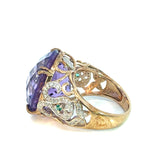 Amethyst Diamond Cocktail Ring in 9ct Yellow Gold