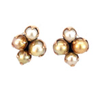 Vintage Pearl Cluster Earrings in Gold