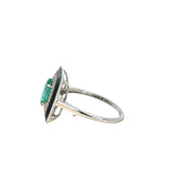 Emerald Diamond Enamel Ring
