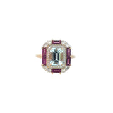 Aquamarine Diamond Garnet Ring