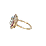 Aquamarine Diamond Garnet Ring