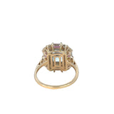 Aquamarine Diamond Garnet Ring