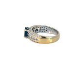 Oval Teal Sapphire Diamond Row Ring