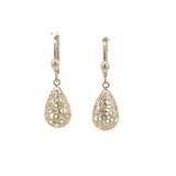 9ct Yellow Gold Drop Oval Filigree Ball Earrings