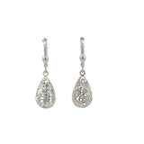 9ct White Gold Drop Oval Filigree Ball Earrings