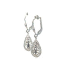 9ct White Gold Drop Oval Filigree Ball Earrings