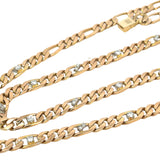 Diamond 14ct Yellow Gold Figaro Necklace