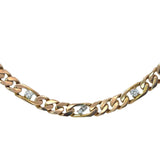 Diamond 14ct Yellow Gold Figaro Necklace